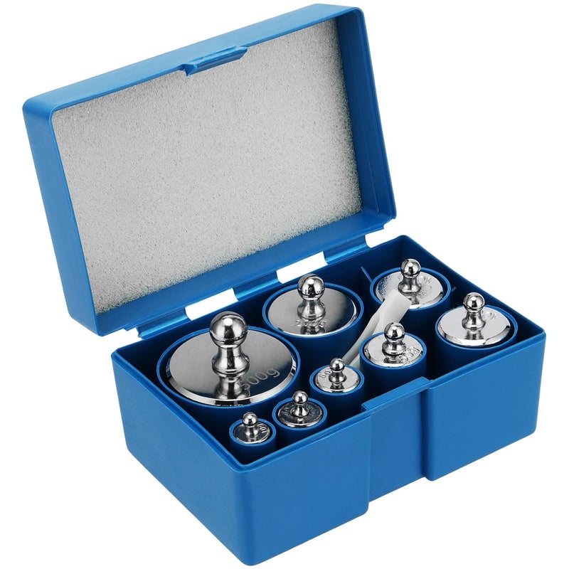 MANCHAP 8 PCS 1000g Calibration Weights, Gram Scale Weight Set 10g, 20g, 50g, 100g, 200g, 500g, Scale Calibration Weights with Tweezer for Digital/Gram/Jewelry Scale, Silver - Image 1